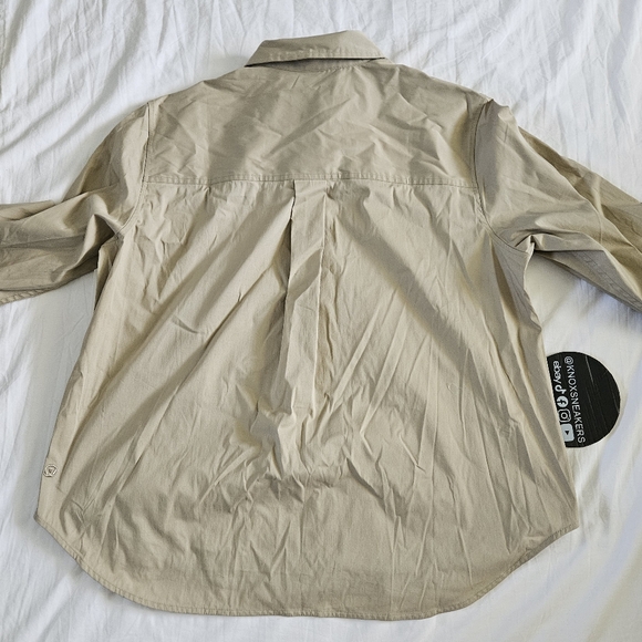 Lululemon Cotton-Blend Poplin Button-Down Shirt CMPK Camp Khaki Women's Size L - Picture 4 of 7